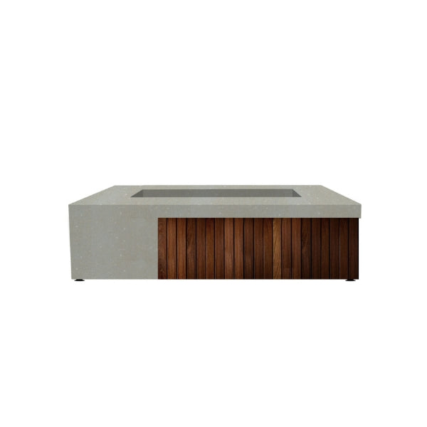 Natural Color Option: Prism Hardscapes Fairmont Rectangular Fire Pit in Natural color, with a refined, rustic look that blends well in any outdoor setting.