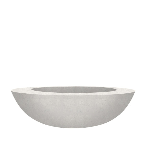 Moderno 70 Fire Bowl in Ultra White finish in a white background