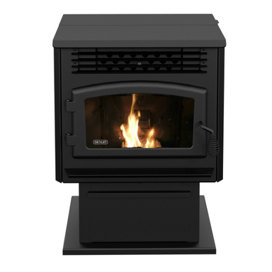 Drolet ECO-55 Pellet Stove DP00070 front facing in white background