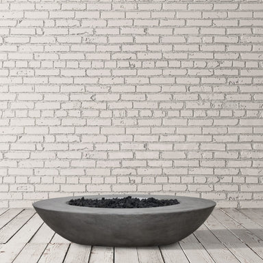 Ovale 60" Fire Bowl in Pewter finish on a modern deck