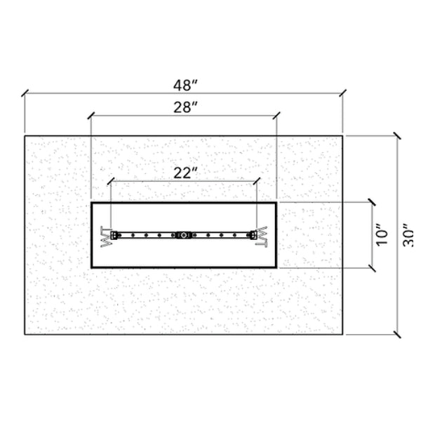 Rectangular Ready to Finish Fire Pit Kit With Linear Burner 48 inches dimensions