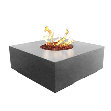 Stonelum Praga Concrete Square Gas Fire Pit Natural Concrete in White Background