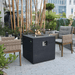 Modeno Ellington Fire Table in Liquid Propane OFG302LP Black with Windscreen, Flame on Outdoor Set Up