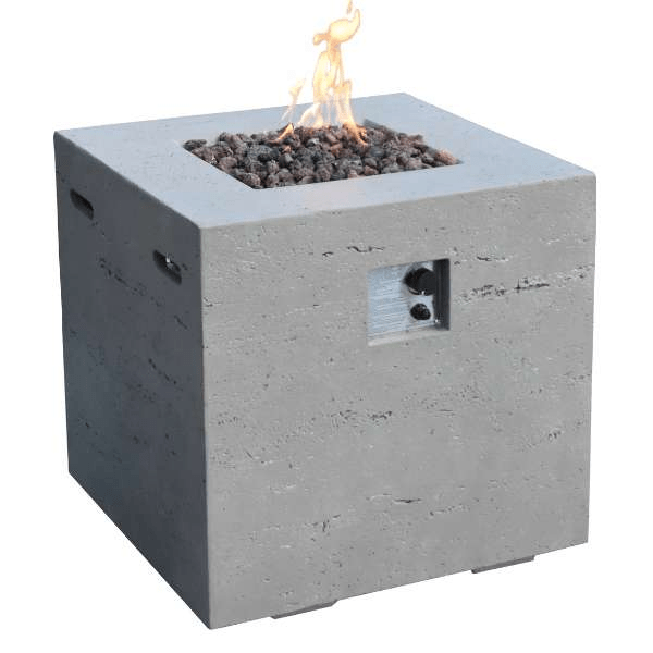 Modeno Ellington Fire Table in Liquid Propane OFG302LP Light Gray With Flame White Background