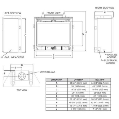 Empire Tahoe Luxury 42 Direct Vent Gas Fireplace Dimensions