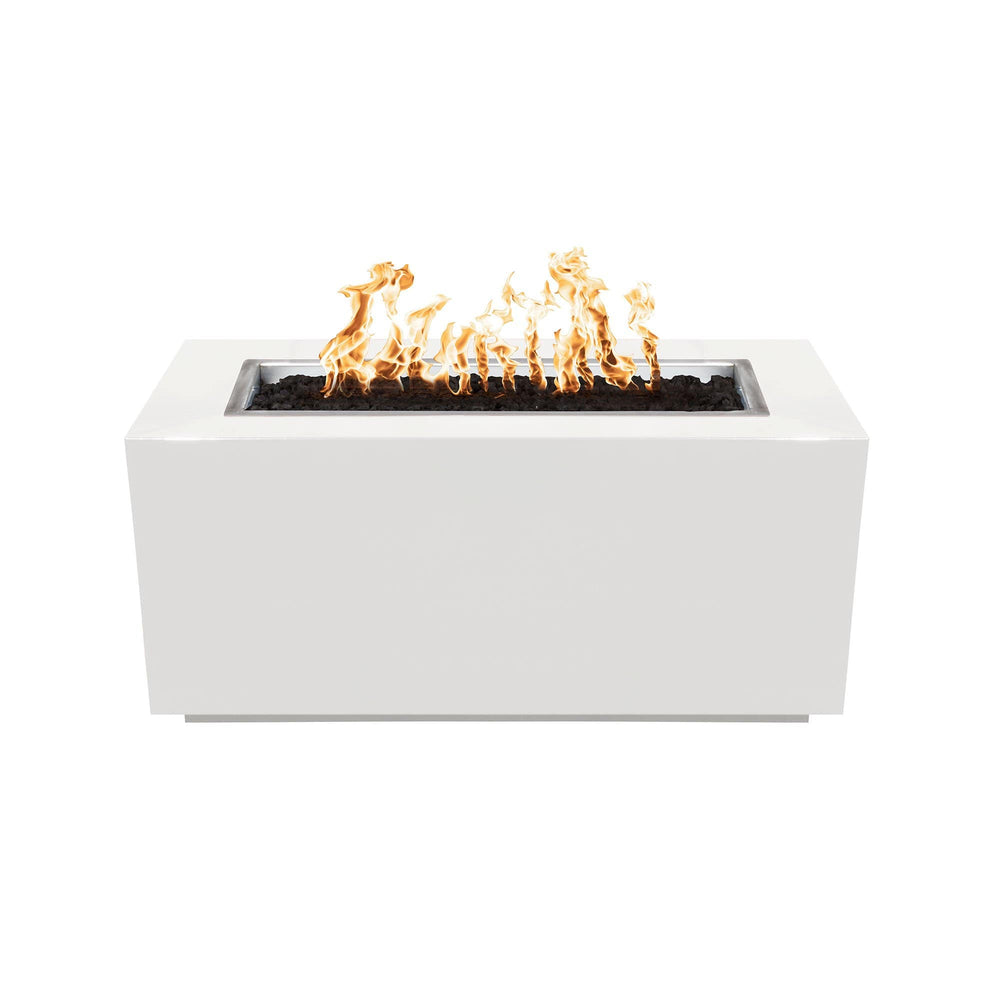 The Outdoor Plus Pismo Metal Fire Pit OPT-R4824PCR Fire Pit The Outdoor Plus White Powdercoat Electronic Ignition Natural Gas on a white background