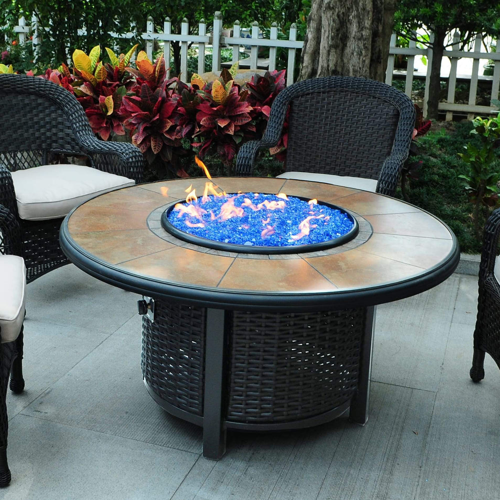 Tretco 43 inch Round Wicker Fire Pit Table Tretco 